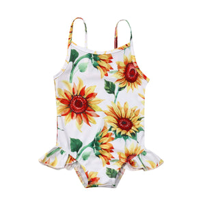 baby girl sunflower print swimsuit